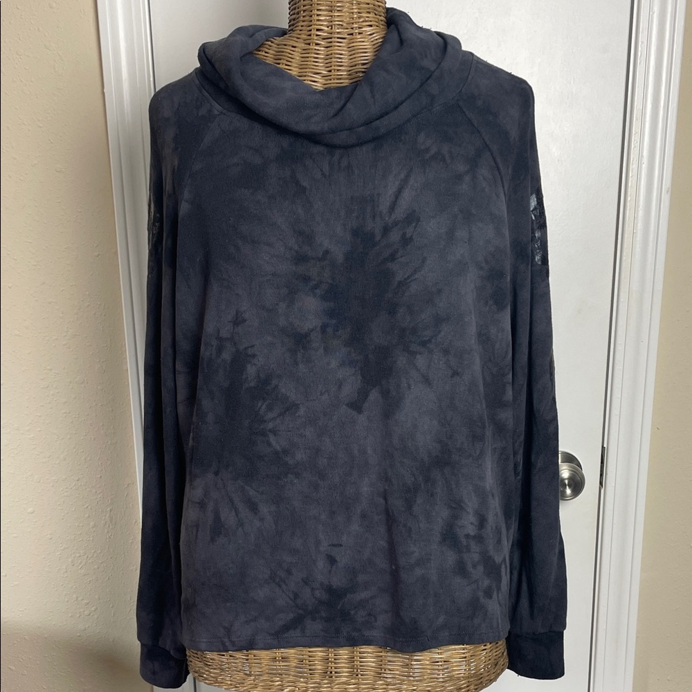 Vintage Havana Charcoal Tie-Dye Hoodie Skull Sleeves